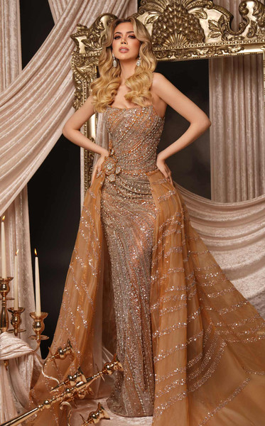 MNM Couture M1186 Sequin Plunging U-Neckline Strapless Gown