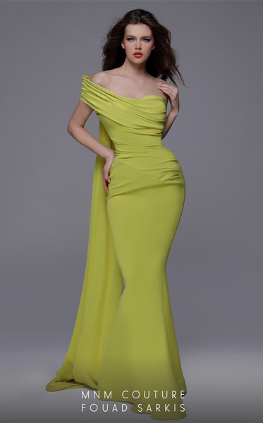 MNM Couture 2718 Off-shoulder Asymmetric Neck Long Gown
