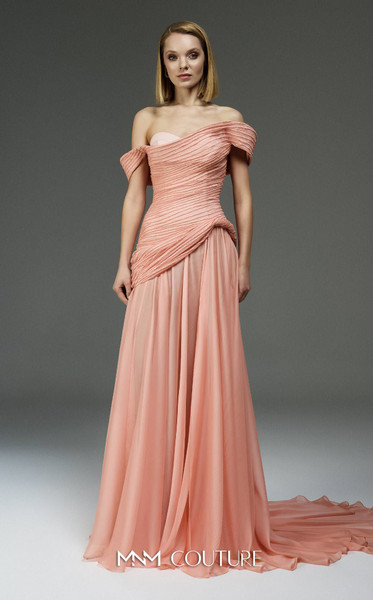 MNM Couture E0113 Sequin Asymmetric Neck Off-shoulder Gown