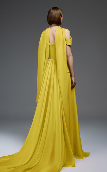 MNM Couture E0119 Off-shoulder Wide V-neckline Long Gown