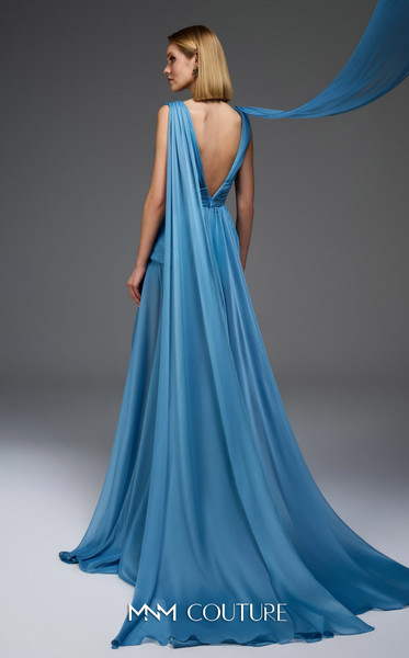 MNM Couture E0121 Deep V-neck Pleated Corset Sleeveless Gown