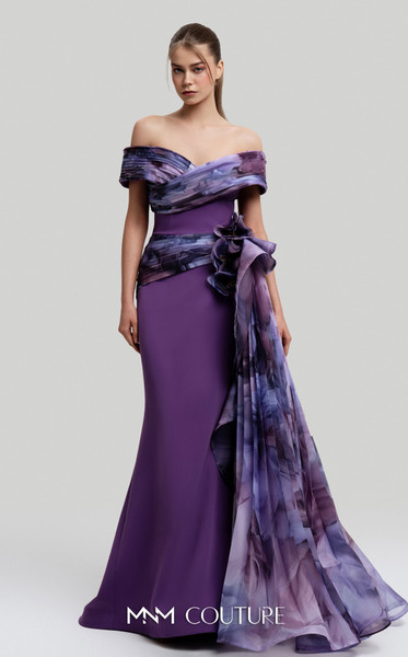 MNM Couture 2692A Off-shoulder Sleeve Fitted Long Gown