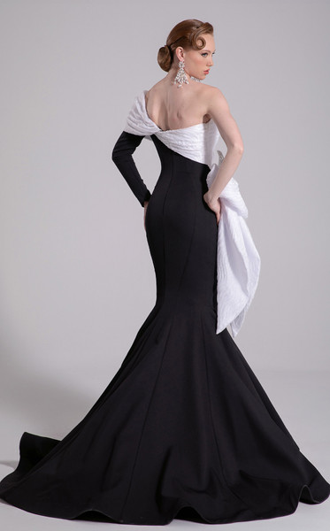 MNM Couture F02907 Rayon Crepe Off-shoulder Cap Sleeve Gown