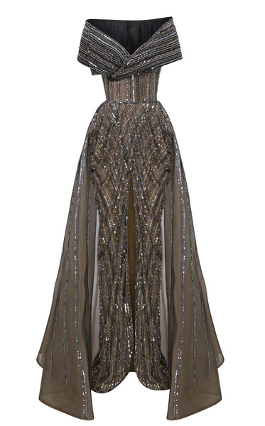 MNM Couture F02929 Embellished Tulle Glitter Sequins Gown