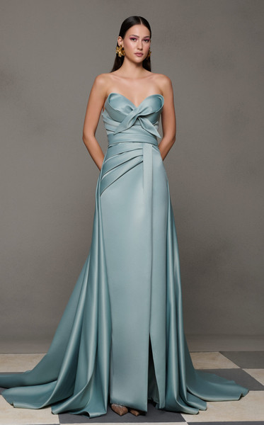 MNM Couture N0626 Sweetheart Crisscross Neck Strapless Gown