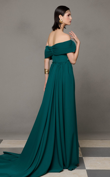 MNM Couture N0627 Velvet Asymmetrical Sweetheart Neck Gown