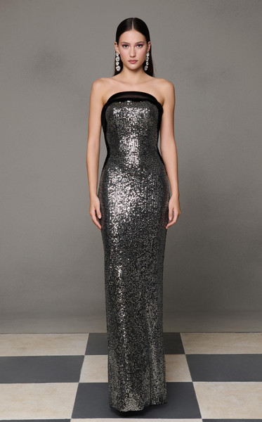 MNM Couture N0635 Sequin Embroidery Straight Neckline Gown