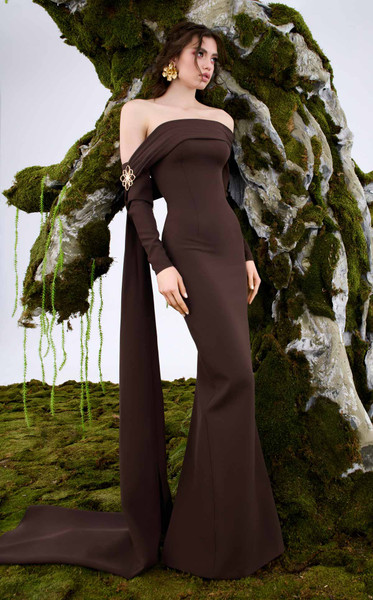 MNM Couture N0674 Rayon Crepe Straight-across Neckline Gown