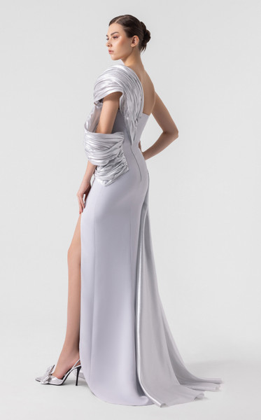 MNM Couture G1907 Off-Shoulder Asymmetry Neck Fitted Gown