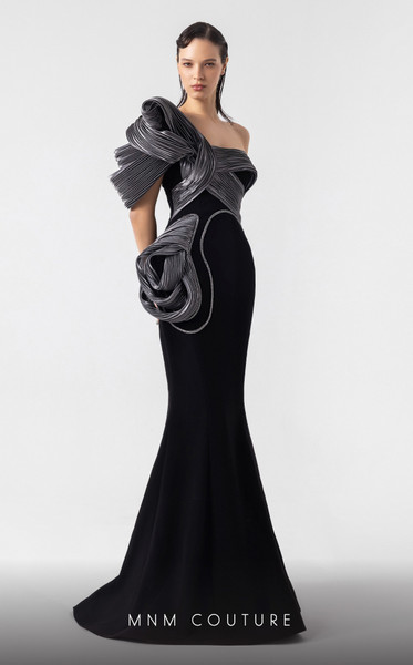 MNM Couture G1913 Crepe One-Shoulder Mermaid Fitted Gown
