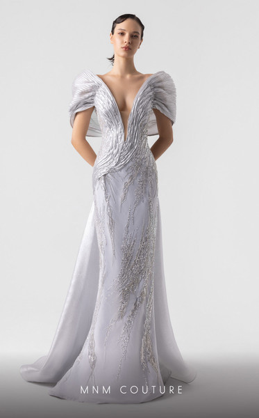 MNM Couture G1939 Embellishments Off-Shoulder Neck Gown