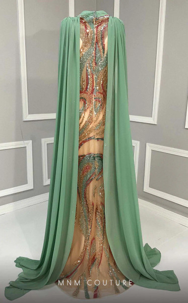 MNM Couture K4211 Criss-Cross High Neck Sleeveless Gown