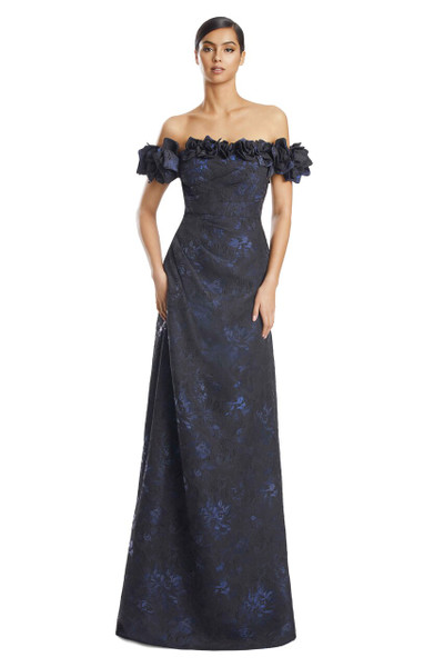 Alexander by Daymor 3216 Brocade 3D Flower Off Shoulder Gown