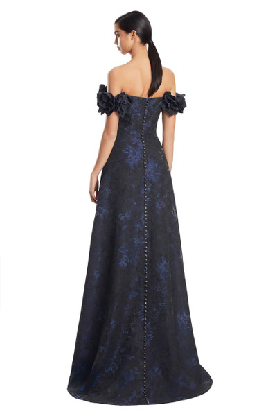Alexander by Daymor 3216 Brocade 3D Flower Off Shoulder Gown
