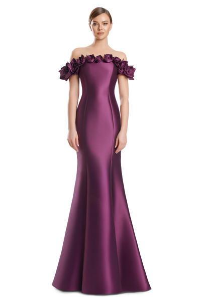 Alexander by Daymor 3217 Satin Twill Off Shoulder Long Gown