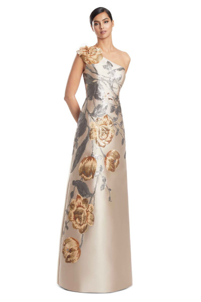 Alexander by Daymor 3238 Satin Twill Lace One Shoulder Gown