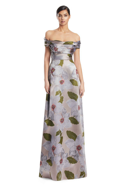 Alexander by Daymor 3247 Brocade Draped Off Shoulder Gown