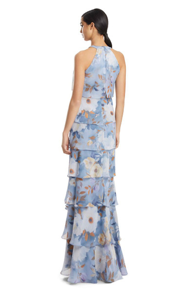 Alexander by Daymor 3268 Printed Chiffon Tiered Halter Gown