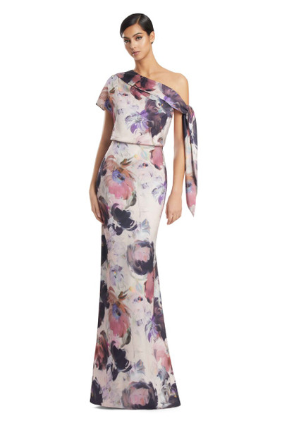Alexander by Daymor 3274 Printed Satin Asymmetrical Gown