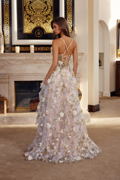 Nox Anabel G1783 Organza Sheer Boned Spaghetti Straps Gown