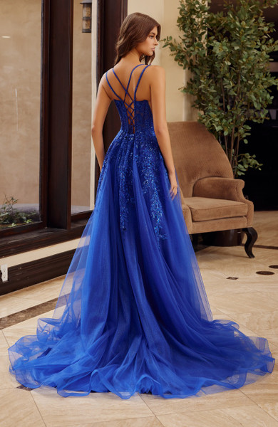 Nox Anabel H1885 Embroidery Sweetheart Plunging Neck Gown