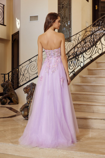 Nox Anabel Q1773 Tulle Embroidery Plunging V-neckline Gown