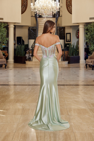 Nox Anabel R1814 Shiny Satin Sweetheart Off Shoulder Gown