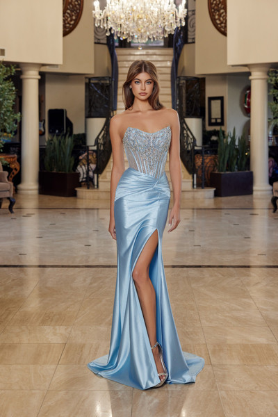 Nox Anabel R1820 Embellished Scoop Neck Strapless Prom Gown