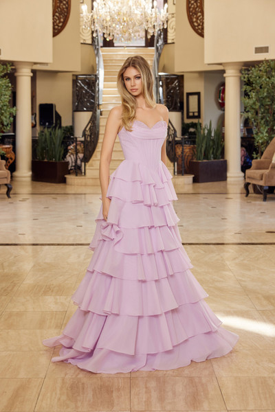 Nox Anabel Y1806 Sequined Layered Strapless Prom Ball Gown