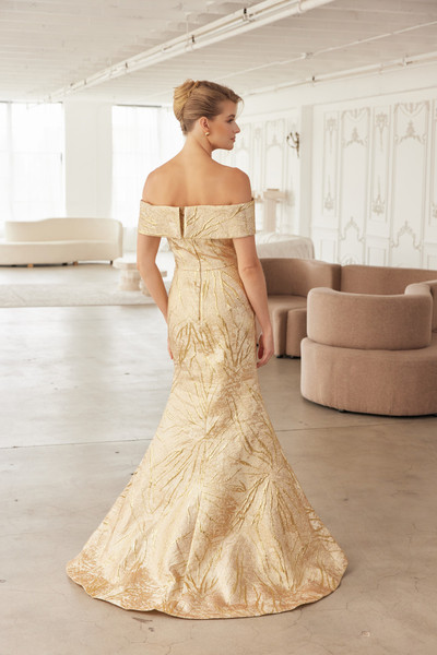 Nox Anabel MJ144 Off Shoulder Folded Neckline Trumpet Gown