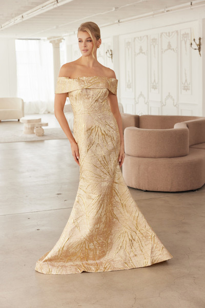 Nox Anabel MJ144 Off Shoulder Folded Neckline Trumpet Gown