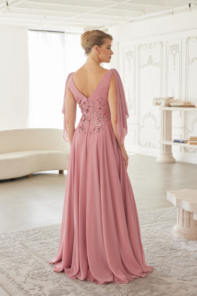 Nox Anabel ME151 Embroidery Chiffon V-neck Long Sleeve Gown