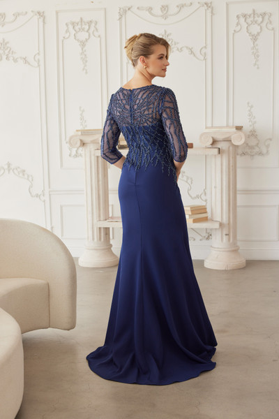 Nox Anabel MH161 Fully Beaded Quarter Sleeves V-neck Gown