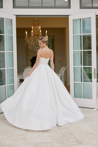 Nox Anabel JE1082 Satin Scoop Neck Strapless Wedding Gown