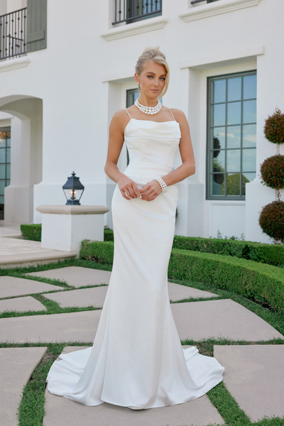 Nox Anabel JW1047 Stretch Satin Cowl Neckline Wedding Gown