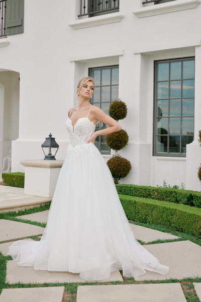 Nox Anabel JE1059 Organza Thin Spaghetti Straps Long Gown