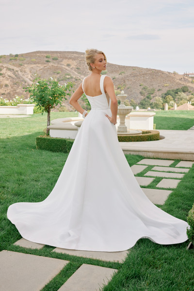 Nox Anabel JW1048 Satin Off Shoulder Sleeves Wedding Gown
