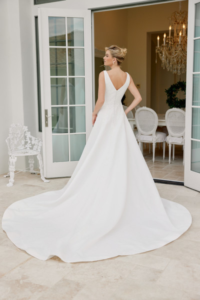 Nox Anabel JW1049 Satin V-Neckline Sleeveless Wedding Gown