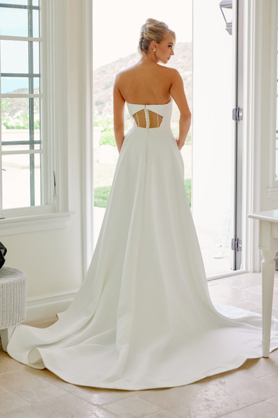 Nox Anabel JW1053 Satin Crossover Neckline Strapless Gown