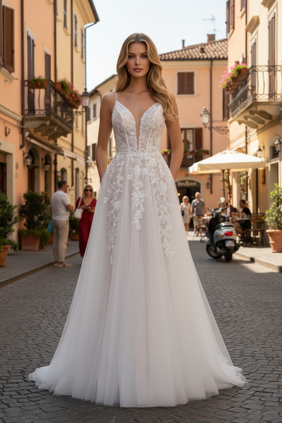 Nox Anabel JE1072L Lace Embellishment Spaghetti Straps Gown