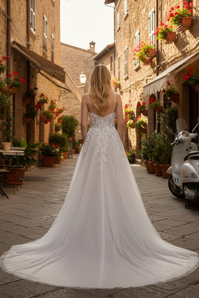 Nox Anabel JE1072L Lace Embellishment Spaghetti Straps Gown