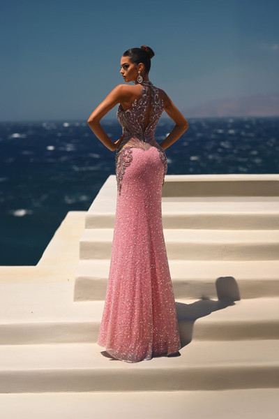 Portia and Scarlett PS26436C Beaded Halter Neck Long Dress
