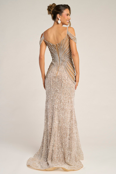 Portia and Scarlett PS26449C Beaded Stone Off Shoulder Dress