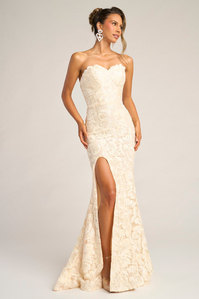 Portia and Scarlett PS25601E Embroidery Strapless Dress