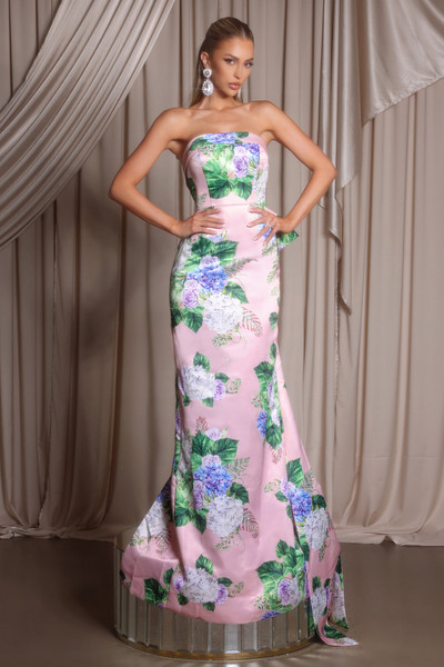 Portia and Scarlett PS26308E Satin Print Strapless Dress