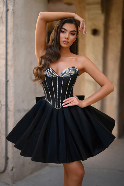 Portia and Scarlett PS25706 Satin Strapless Short Dress