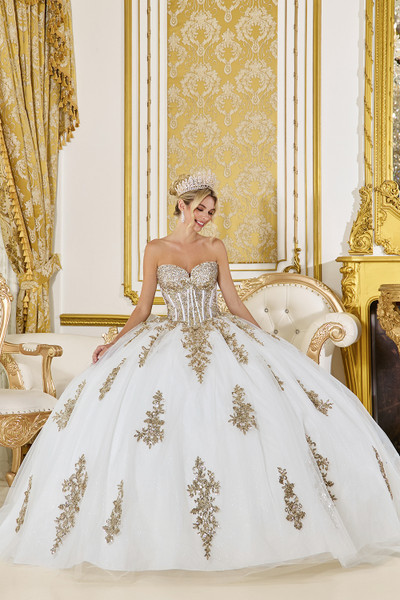 Dancing Queen 5085 Embroidery Strapless Quinceanera Dress