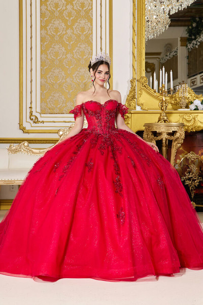 Dancing Queen 5118 Floral Off-Shoulder Quinceanera Dress