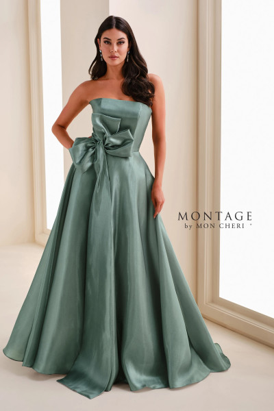 Montage by Mon Cheri M4207 Crystal Organza Strapless Gown