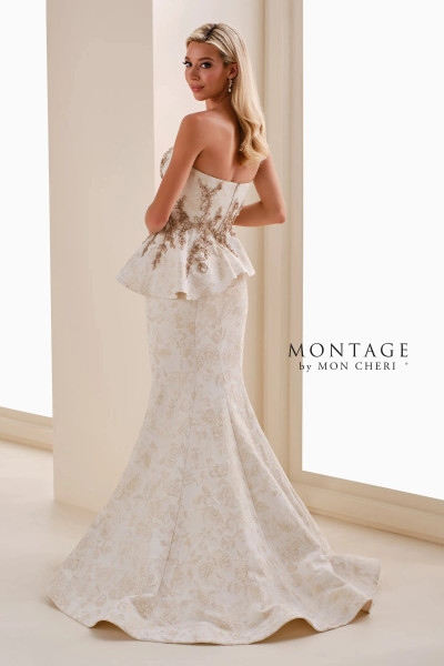 Montage by Mon Cheri M4208BRCD Brocade Beads Strapless Gown